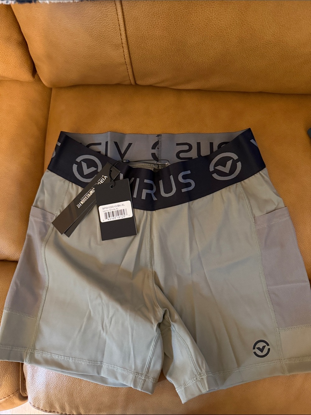 Virus Vanity Performance Compression Shorts - Olive Green with Black Waistband